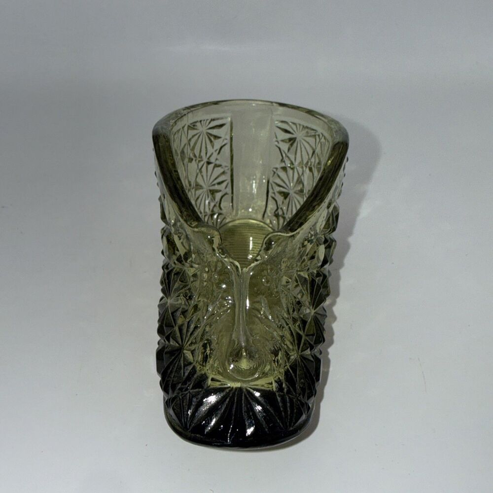 Vintage Fenton Green Glass Baby Bootie Shoe Daisy Button Pattern Match Holder - Picture 3 of 8
